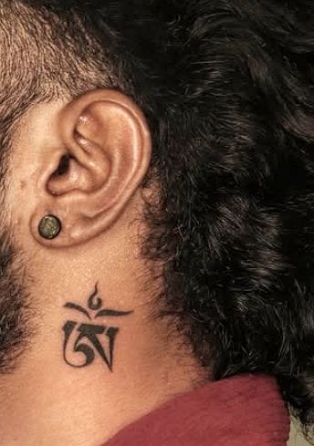 Om Symbol Neck Tattoo for Men