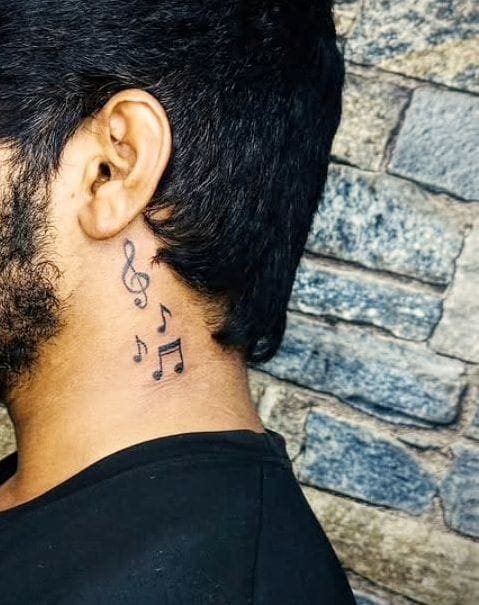 Musical Notes Neck Tattoo for Men