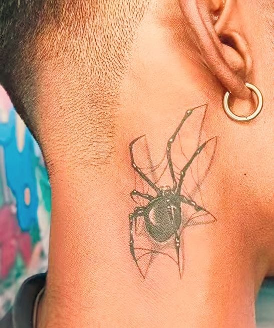 Spider Neck Tattoo for Men
