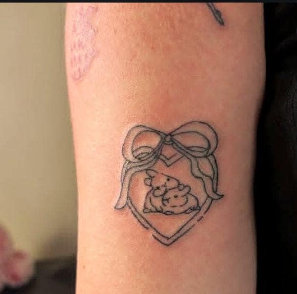 Mother-Baby Heart Ribbon Tattoo