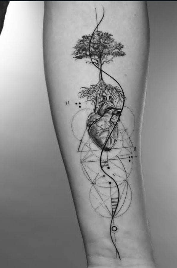 Tree of Life Heart Geometric Tattoo