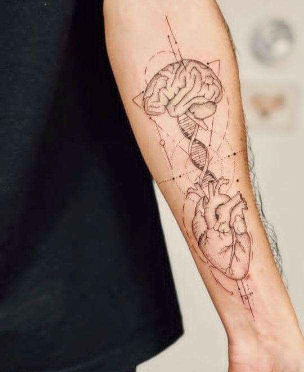 Brain-Heart DNA Connection Tattoo