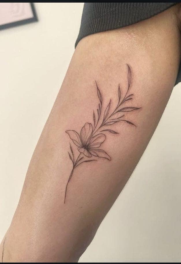 Botanical Lily Forearm Tattoo