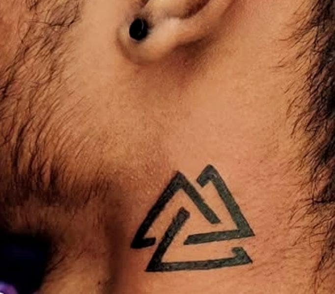 Viking Valknut Neck Tattoo for Men