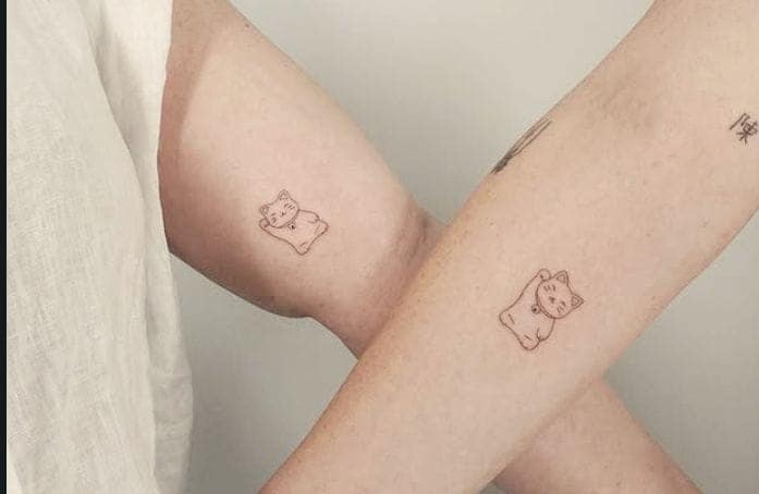 Minimalist Cat Sister Tattoos