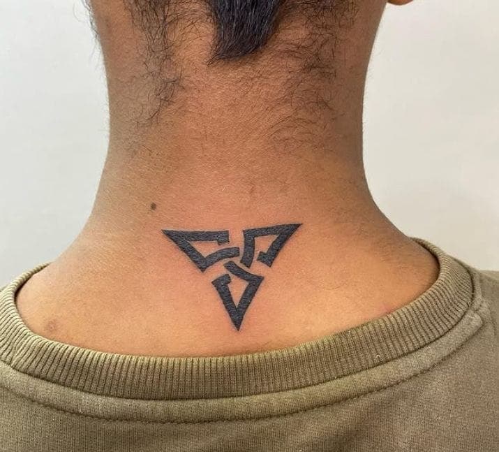 Nordic Valknut Back Neck Tattoo for Men
