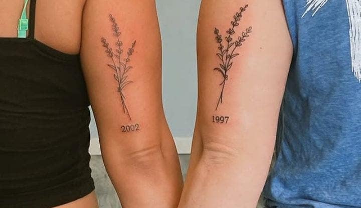 Birth Year Lavender Sister Tattoos