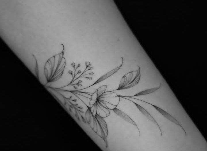 Minimal Floral Bracelet Tattoo