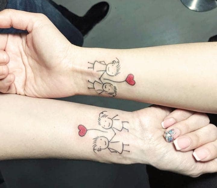 Stick Figure Sister Love Tattoo