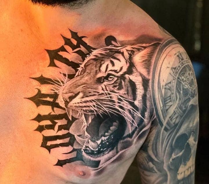 Fierce Tiger Loyalty Chest Tattoo