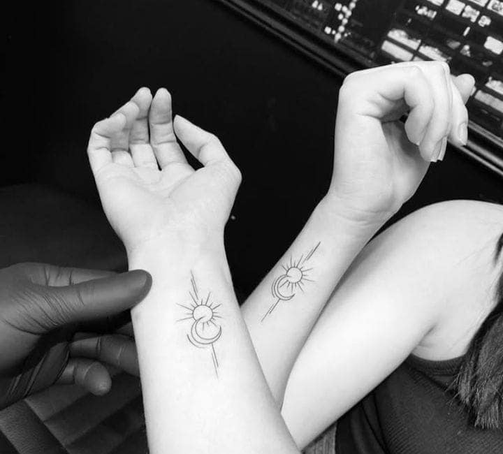 Sun and Moon Sister Tattoos