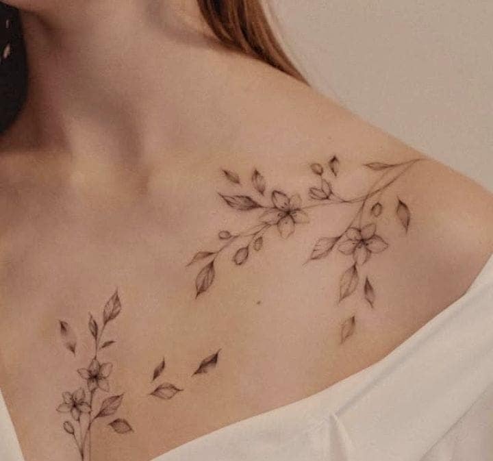 Delicate Floral Collarbone Design