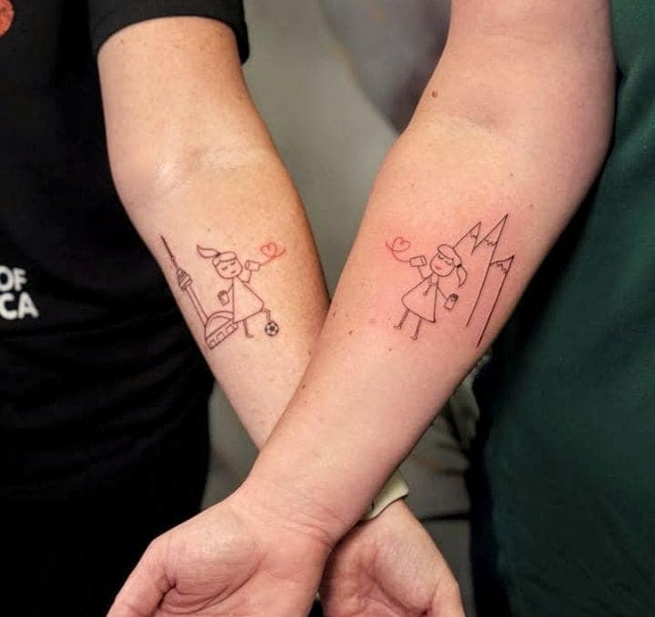 City and Mountain Sister Tattoos