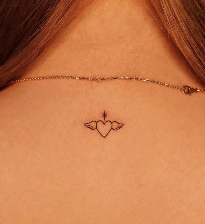 Minimalist Winged Heart Tattoo