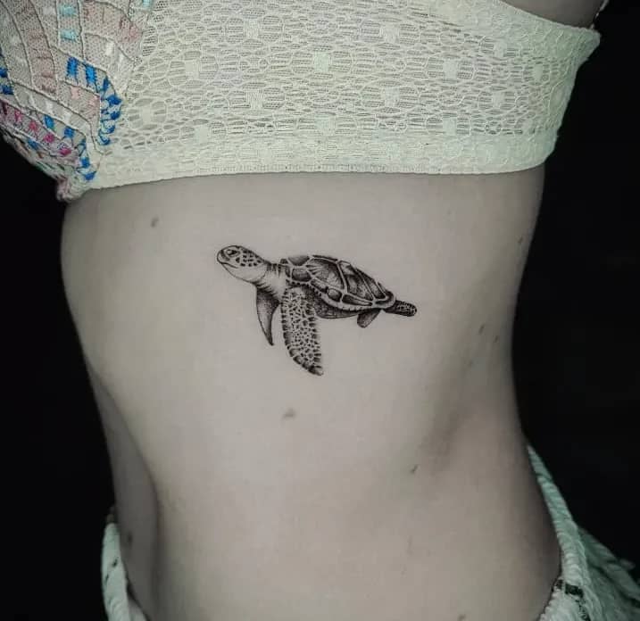 Detailed Rib Cage Turtle: Feminine Side Placement Art