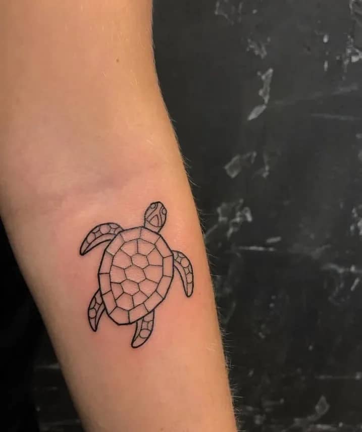 Inner Forearm Outline: Clean Modern Turtle Design