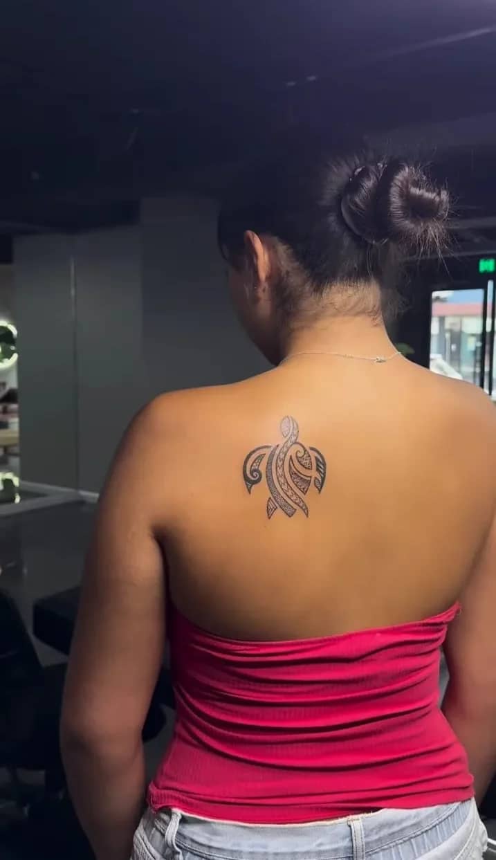 Polynesian Tribal Turtle: Upper Back Cultural Design