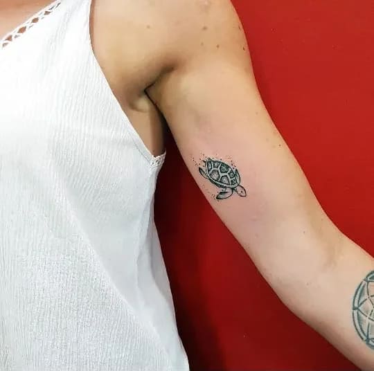 Inner Arm Tiny Turtle: Colorful Accent Design