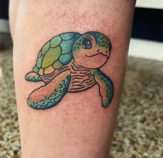 Vibrant Watercolor Turtle: Colorful Ocean-Inspired Arm Art 