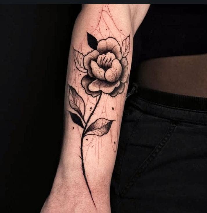 Peony Rose Geometric Forearm Piece 
