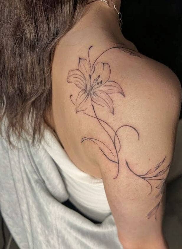 Elegant Lily Shoulder Tattoo 
