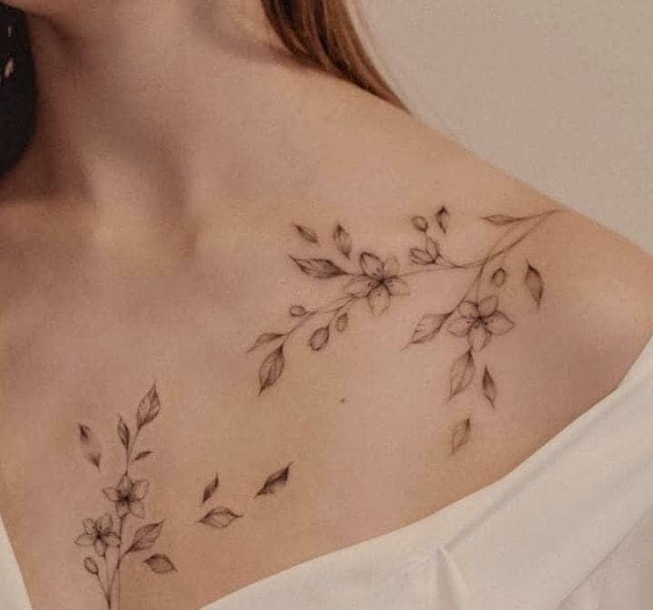 Delicate Floral Collarbone Design 