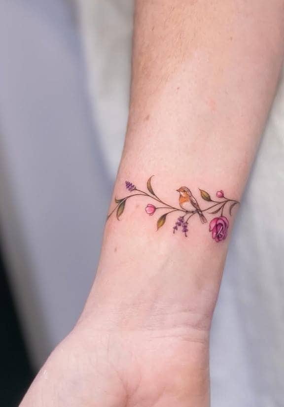 Colorful Bird Vine Wrist Bracelet 