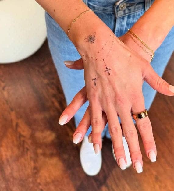Dainty Bee Bracelet Tattoo Design 