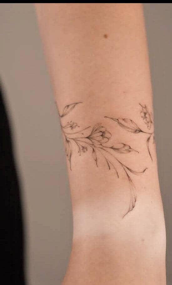 Botanical Lily Wrist Bracelet Tattoo 