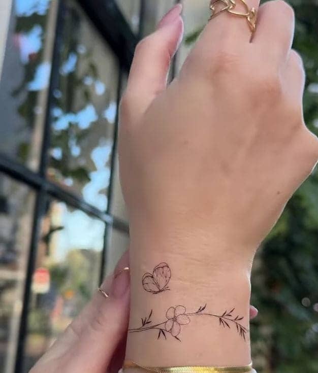 Butterfly Flower Bracelet Tattoo 