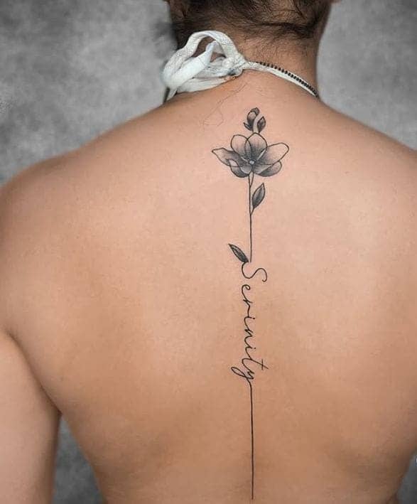 Magnolia Serenity Spine Tattoo