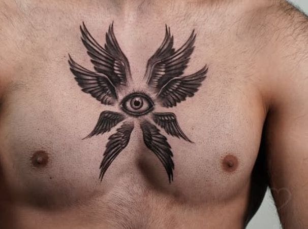 Multi-Wing All-Seeing Eye Tattoo