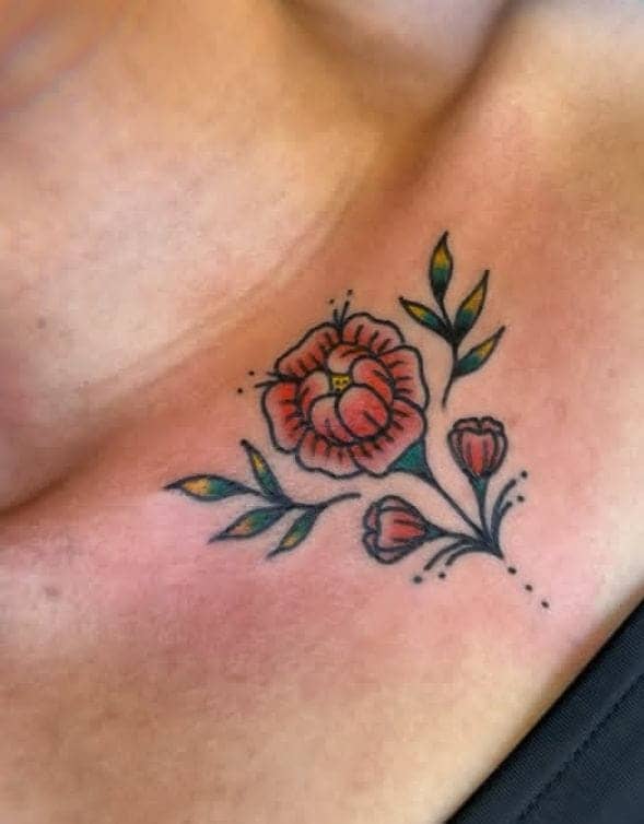 Small Colorful Floral Tattoo