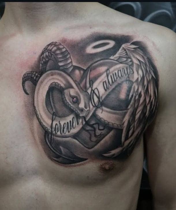 Good vs Evil Heart Tattoo
