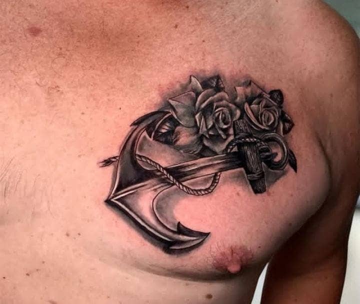 Anchor with Roses Tattoo